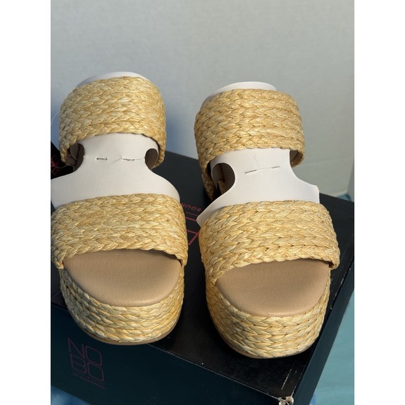 No Boundaries Women's Raffia Double Band Platform Sandals Sizes 9.5 & 11 NIB - Picture 2 of 14